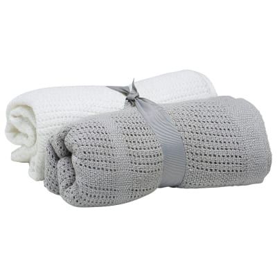 2 Pack Cellular Blanket Pram Size - Choice of 3 colours - Image 2
