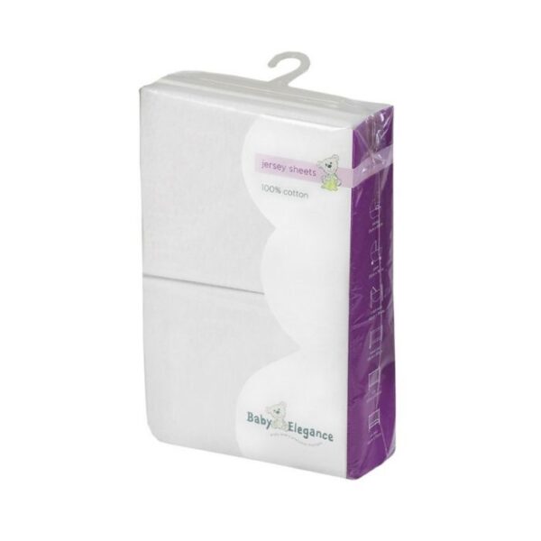 Baby Elegance Travel Cot Fitted Sheets, 2 Pack - White