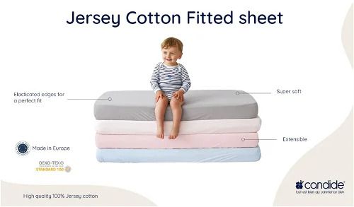 Candide Cot 100% Cotton Fitted Sheets, 120 x 60cm - Assorted Colours